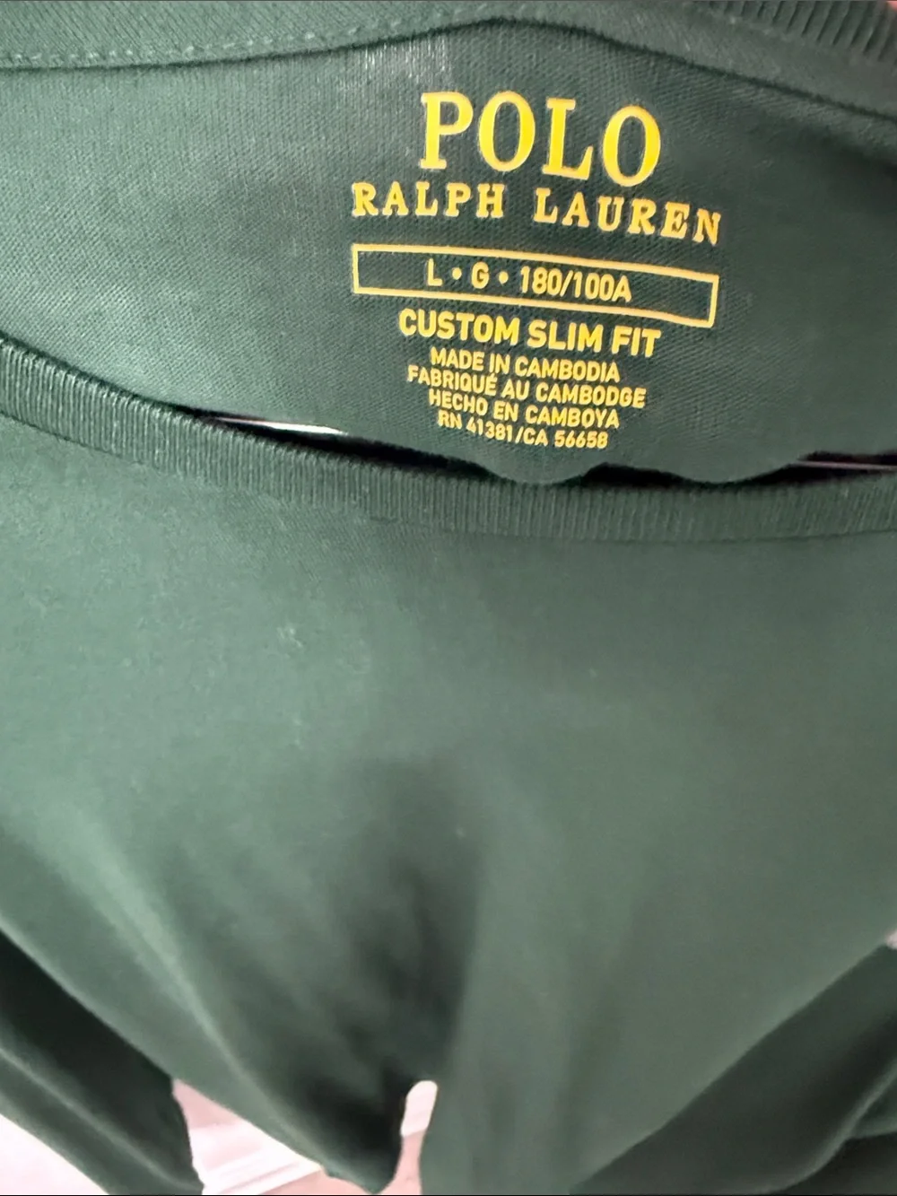 Polo by Ralph Lauren Forest Green Long Sleeve Tee with Red Logo